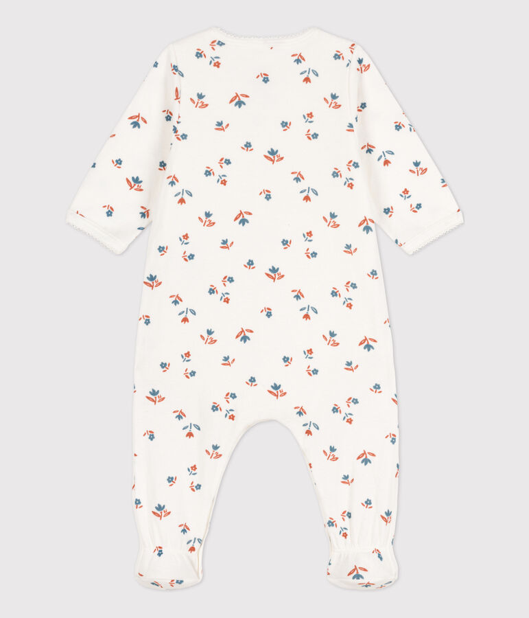 Bodyjama fleur b&eacute;b&eacute; en tubique blanc MARSHMALLOW/blanc MULTICO