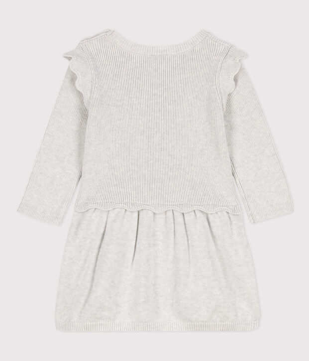 Robe en laine et coton b&eacute;b&eacute;. beige chin&eacute;