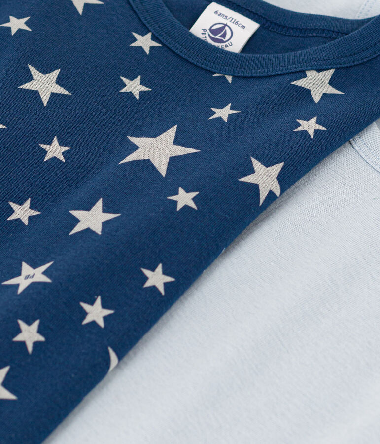 Lot de 2 tee shirts manches longues &eacute;toile en coton petit gar&ccedil;on multicouleur