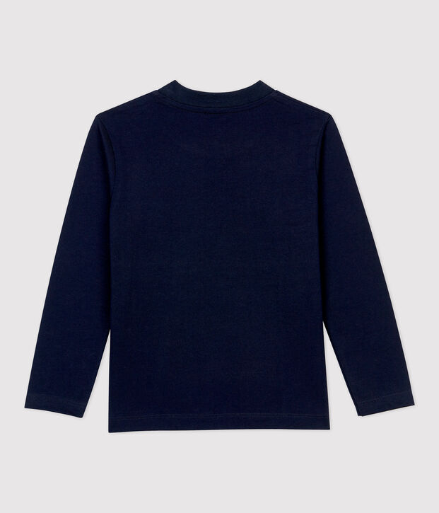 Tee-shirt manches longues en coton enfant gar&ccedil;on bleu