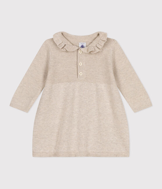Robe manches longues en tricot de coton bébé beige MONTELIMAR CHINE
