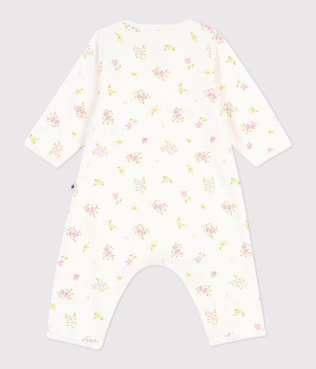 Bodyjama b&eacute;b&eacute; sans pieds en coton imprim&eacute; fleuri blanc/multicouleur