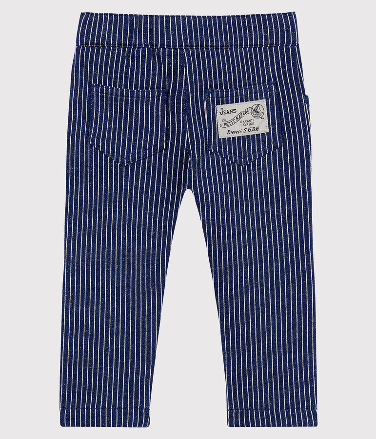 Pantalon en maille ray&eacute;e b&eacute;b&eacute; gar&ccedil;on bleu/blanc