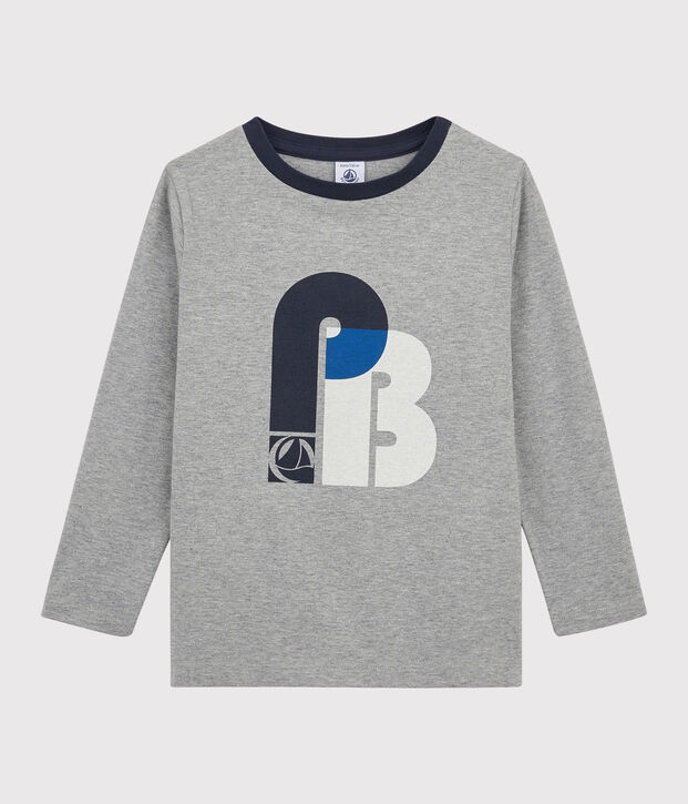 Tee-shirt s&eacute;rigraphi&eacute; enfant gar&ccedil;on gris