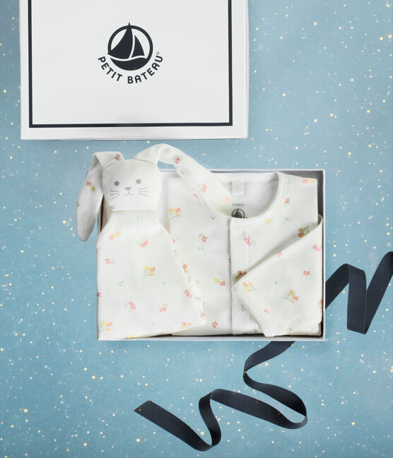 Coffret cadeau naissance en coton imprimé fleuri variante 1