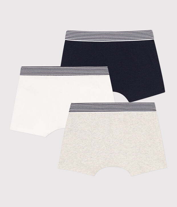 Lot de 3 boxers unis en coton petit gar&ccedil;on multicouleur