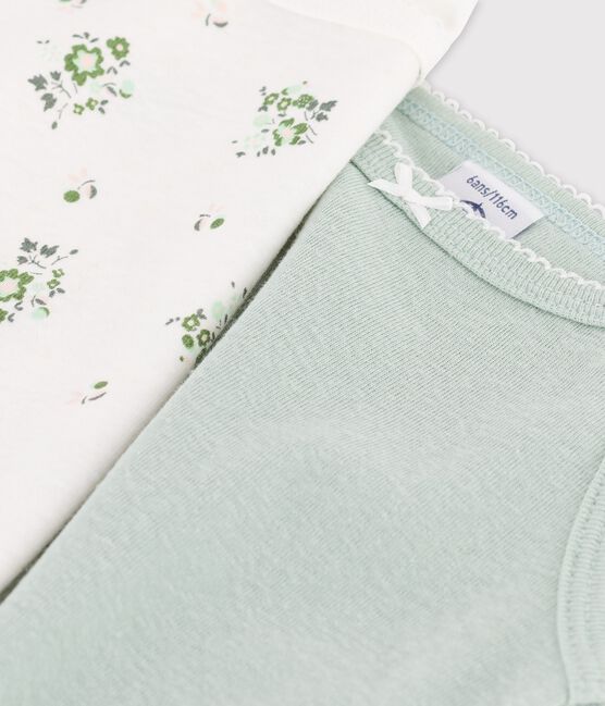 Lot de 2 chemises à bretelles fleurs petite fille en coton et lin variante 1
