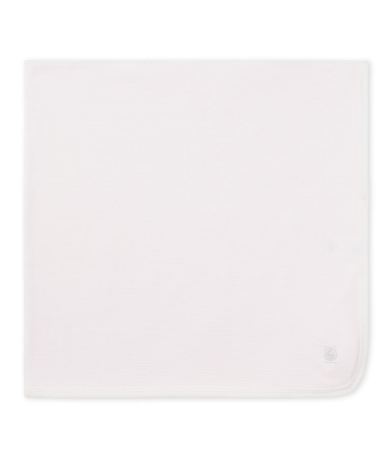 Drap b&eacute;b&eacute; mixte ray&eacute; milleraies rose VIENNE/blanc ECUME