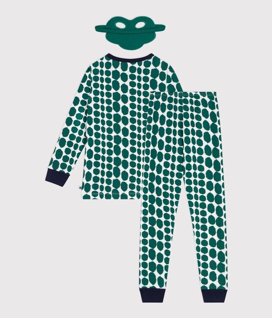 Pyjama déguisement enfant en coton imprimé croco vert MILK/ EVERGREEN