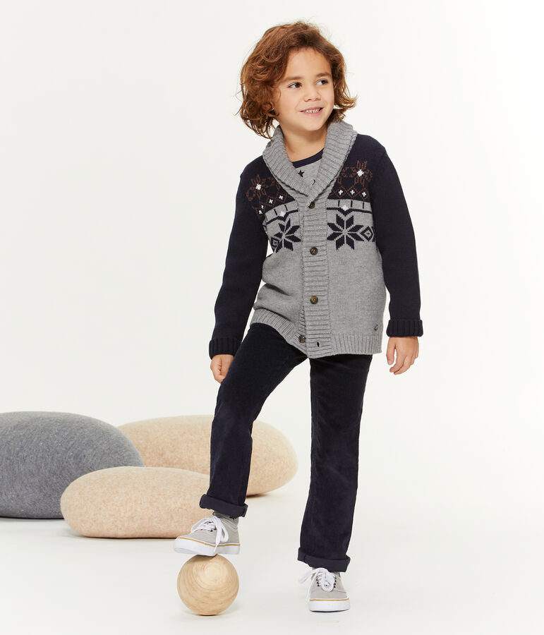 Cardigan tricot enfant gar&ccedil;on gris/bleu/marron