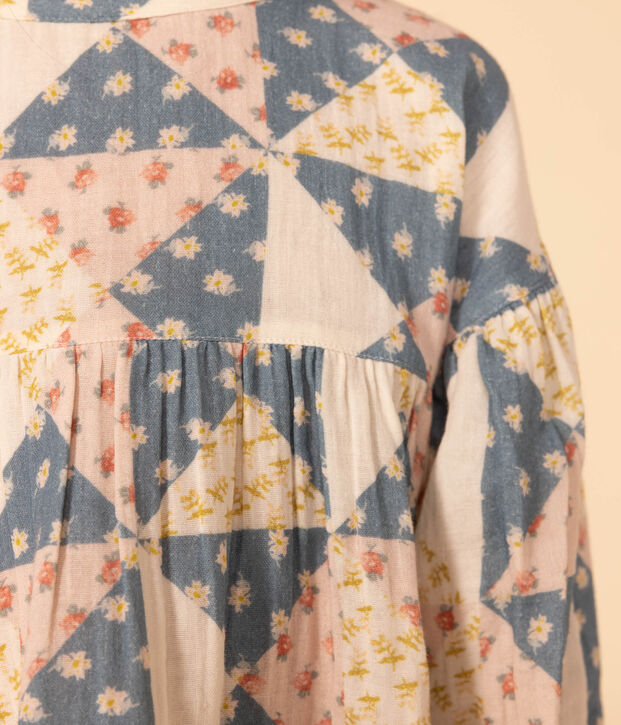 Blouse en gaze de coton enfant fille rose/multicouleur