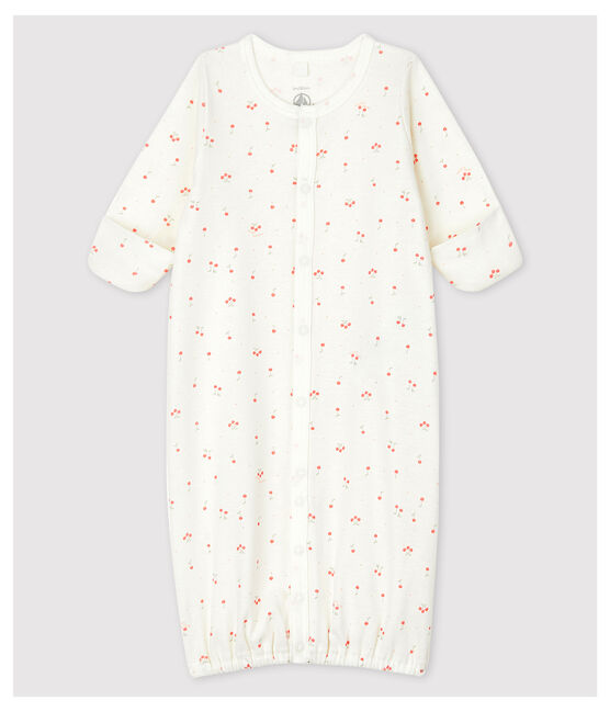 Combisac cerises bébé en coton biologique blanc MARSHMALLOW/blanc MULTICO