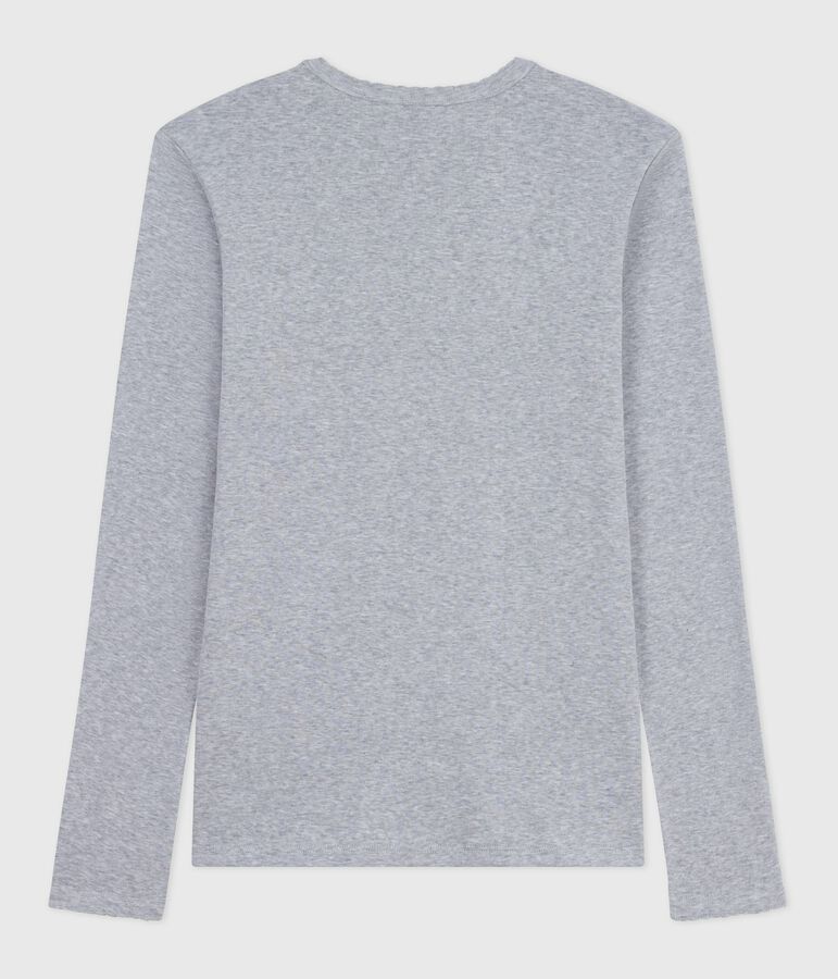 Tee-shirt femme l'iconique cocotte en coton manches longues gris FUMEE CHINE