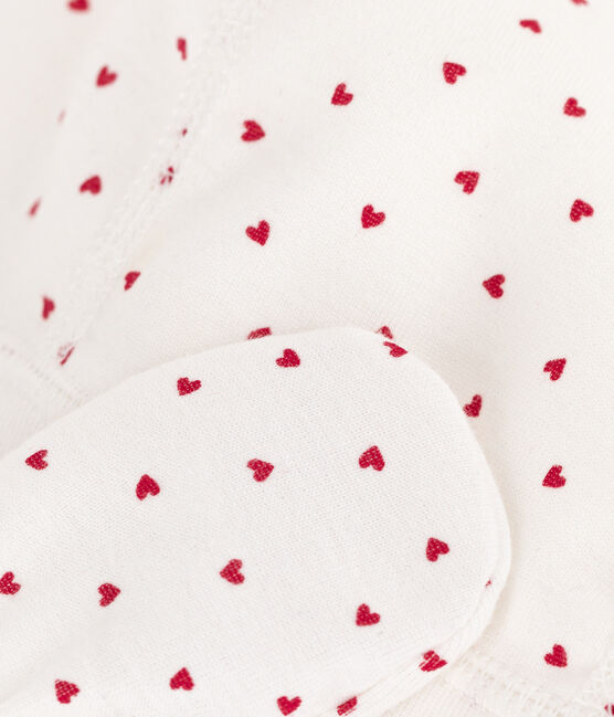 Lot bonnet et mouffles cœurs en coton variante 1