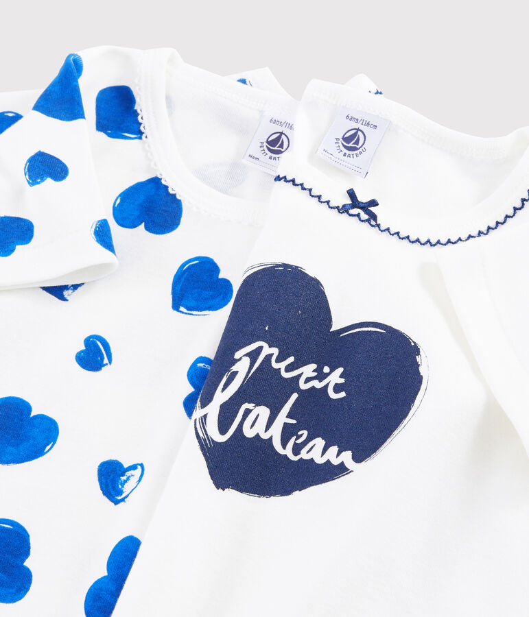 Lot de 2 tee-shirts manches courtes c&oelig;urs petite fille multicouleur
