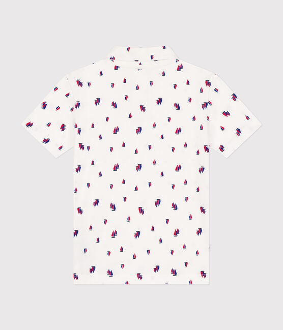 Polo manches courtes en coton enfant garçon blanc MARSHMALLOW/blanc MULTICO