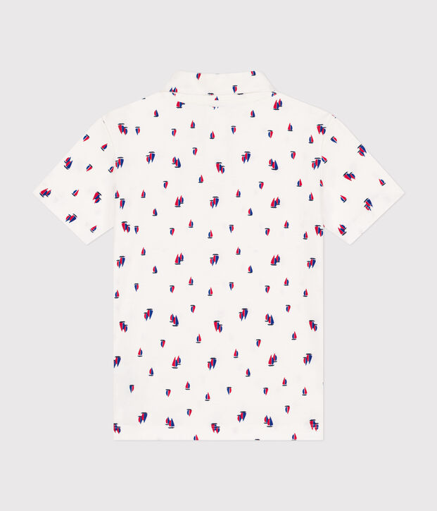 Polo manches courtes en coton enfant gar&ccedil;on blanc/multicouleur