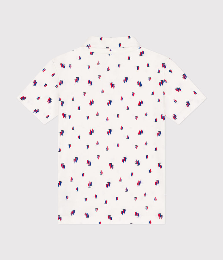 Polo manches courtes en coton enfant gar&ccedil;on blanc MARSHMALLOW/blanc MULTICO