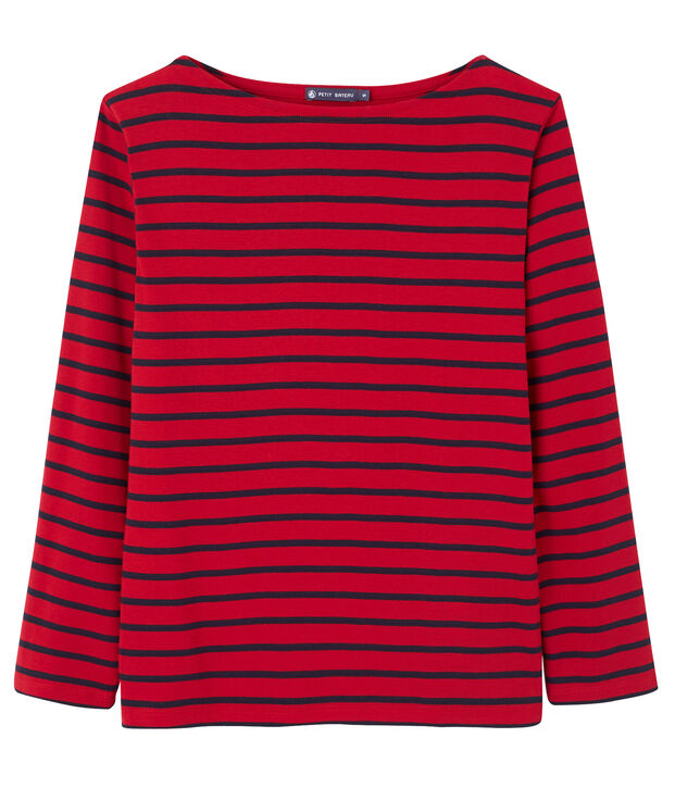 T-shirt mixte ray&eacute; rouge/bleu