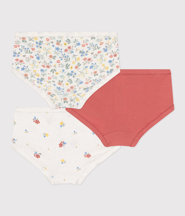 Lot de 3 culottes taille haute fleurs en coton enfant multicouleur