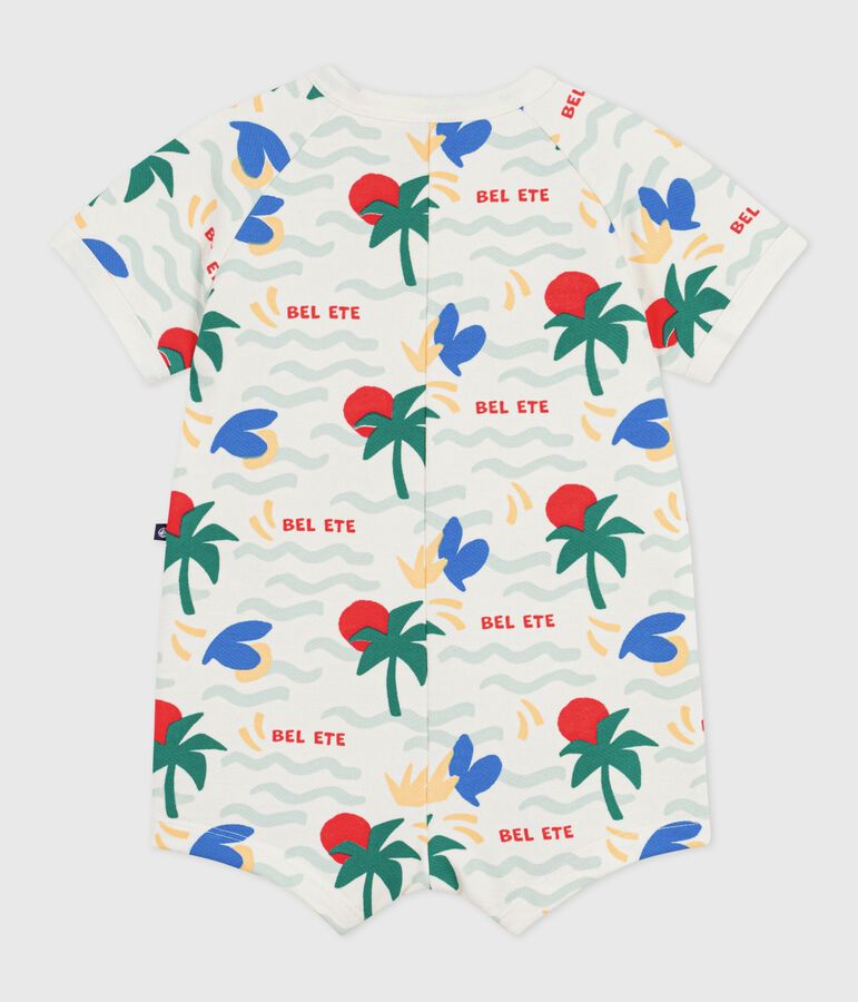 Combinaison courte b&eacute;b&eacute; en coton imprim&eacute;e &eacute;cru/multicouleur