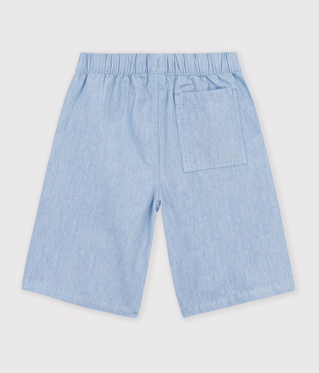 Bermuda short enfant en coton uni bleu
