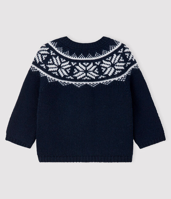 Cardigan 100% laine bébé bleu SMOKING/blanc MARSHMALLOW