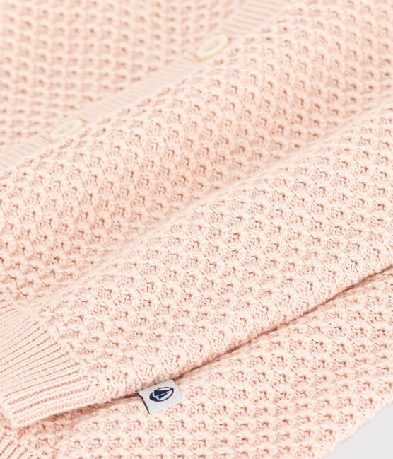 Cardigan en tricot de coton bébé rose SALINE