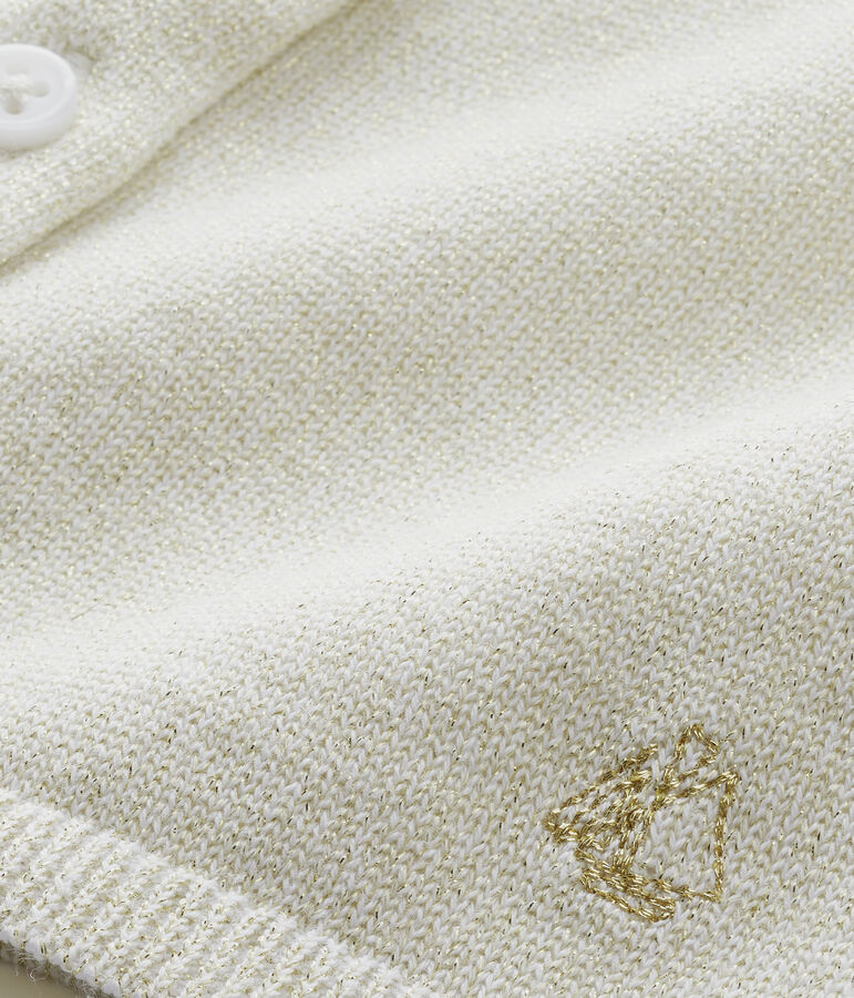 Bol&eacute;ro b&eacute;b&eacute; fille brillant blanc ECUME/marron EM DORE