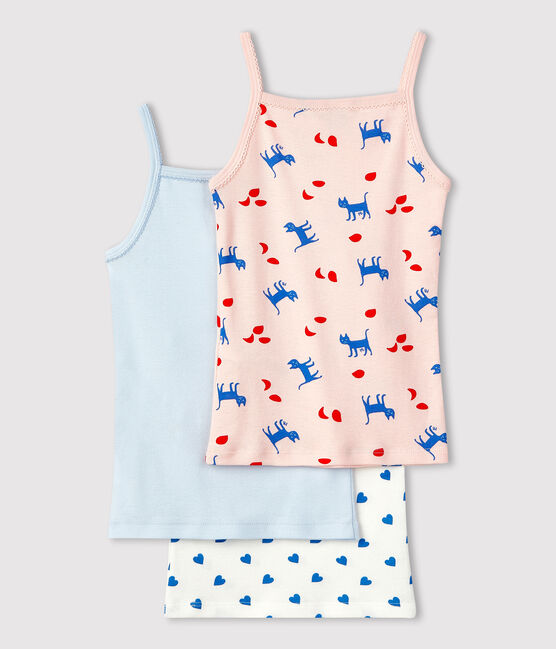 Lot de 3 chemises à bretelles chats petite fille en coton variante 1