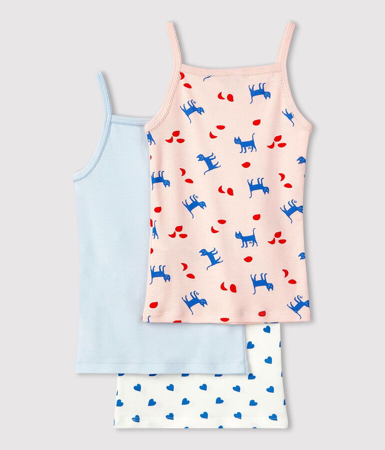 Lot de 3 chemises &agrave; bretelles chats petite fille en coton multicouleur