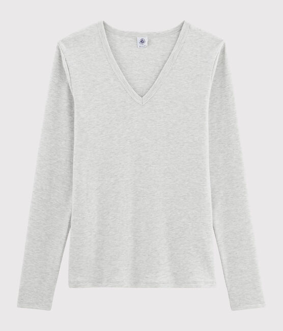 T-shirt col V iconique en coton Femme gris BELUGA CHINE