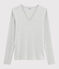 T-shirt col V iconique en coton Femme gris BELUGA CHINE