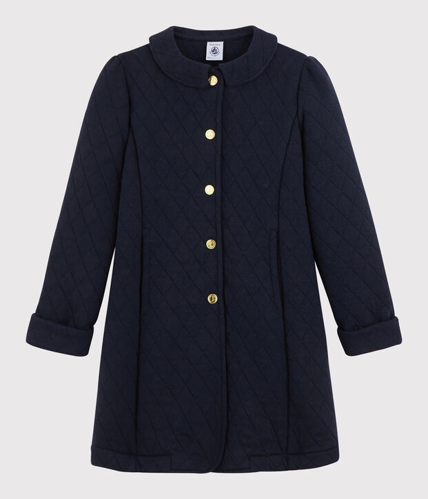 Manteau en tubique enfant fille bleu marine