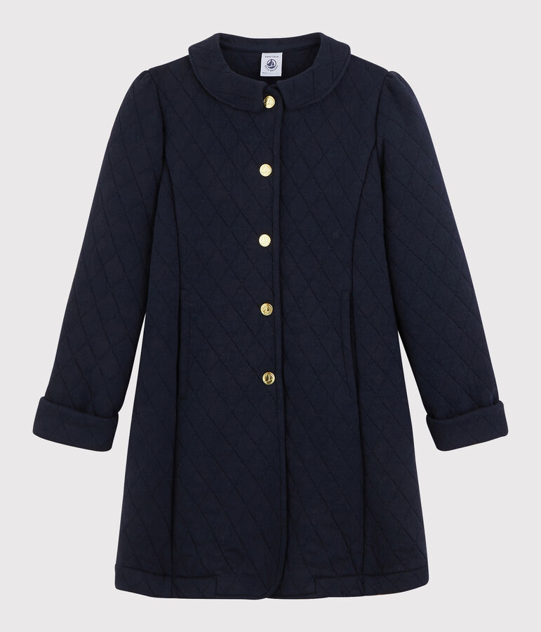 Manteau en tubique enfant fille bleu