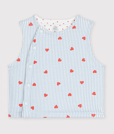 Gilet sans manche réversible bébé en coton imprimé cœurs