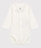 Body à col brodé bébé en coton biologique blanc MARSHMALLOW