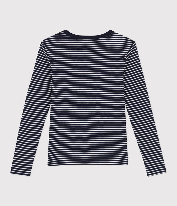 Tee-shirt Femme l'Iconique en coton ray&eacute; bleu/blanc