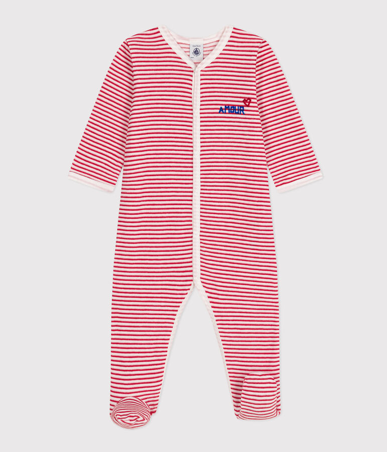 Pyjama b&eacute;b&eacute; amour en velours rouge MARSHMALLOW/blanc CORRIDA