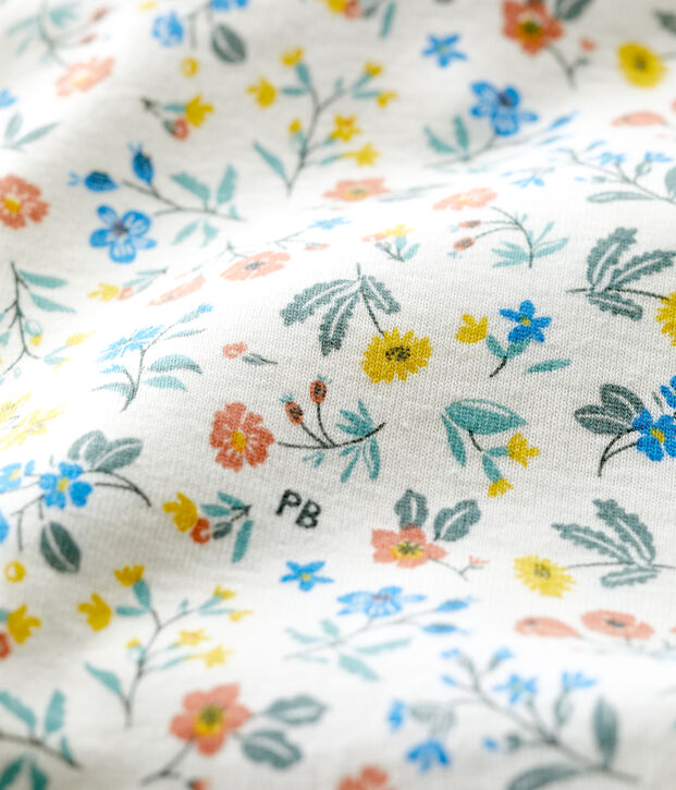 Body &agrave; collerette imprim&eacute; fleuri en coton b&eacute;b&eacute; blanc/multicouleur