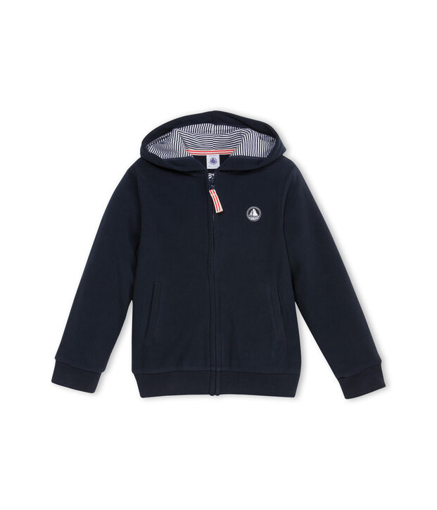 Sweat shirt zipp&eacute; en polaire bleu