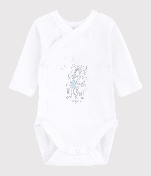 Body crois&eacute; manches longues b&eacute;b&eacute; fille-gar&ccedil;on blanc