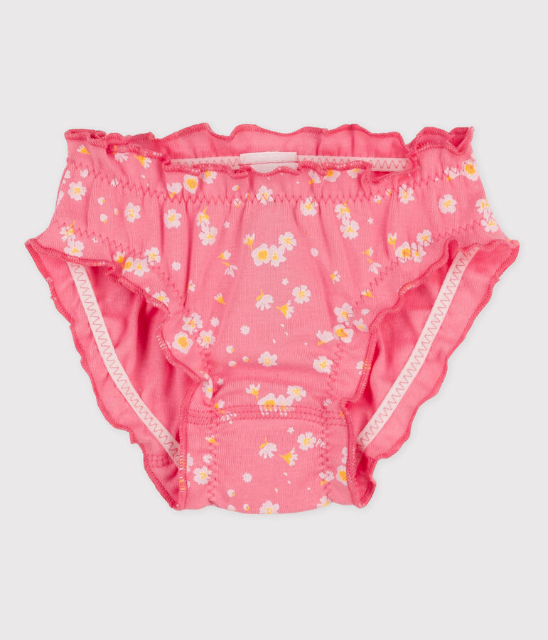 Culotte petite fille en coton rose GRETEL/blanc MULTICO