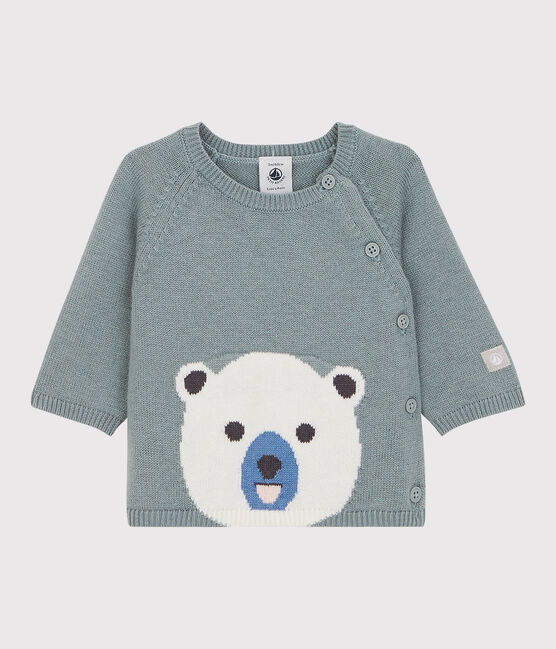 Cardigan ours bébé en tricot laine et coton gris SEDUMBLUE