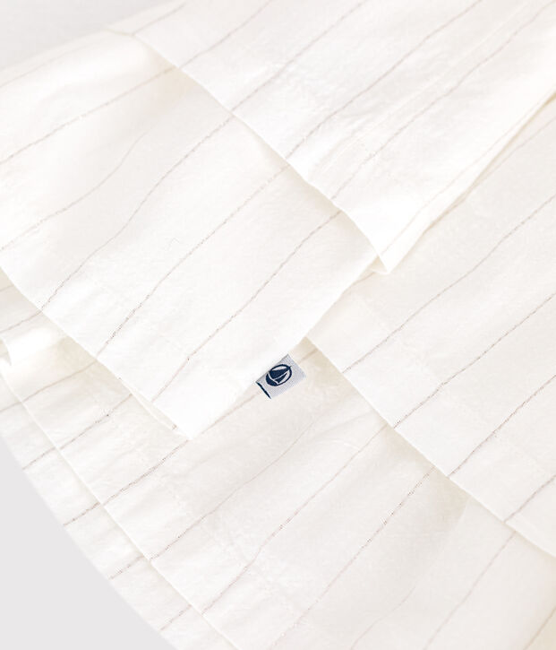 Robe c&eacute;r&eacute;monie b&eacute;b&eacute; en coton l&eacute;ger, manches courtes blanc/gris