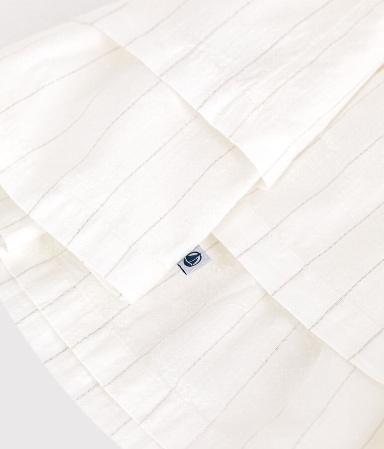 Robe c&eacute;r&eacute;monie b&eacute;b&eacute; en coton l&eacute;ger, manches courtes blanc ECUME/ ARGENT