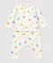Ensemble 3 pièces imprimé singes en tubique bio bébé blanc MARSHMALLOW/blanc MULTICO