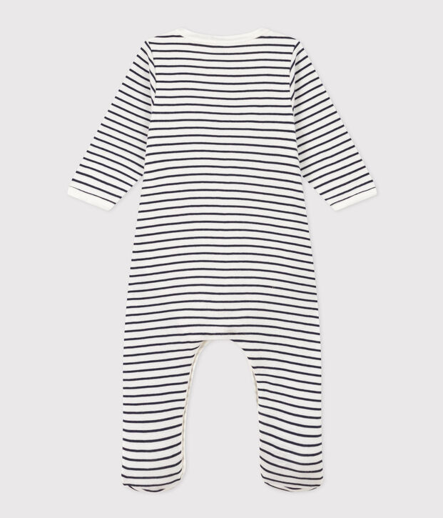 Bodyjama &agrave; rayures en coton blanc/bleu