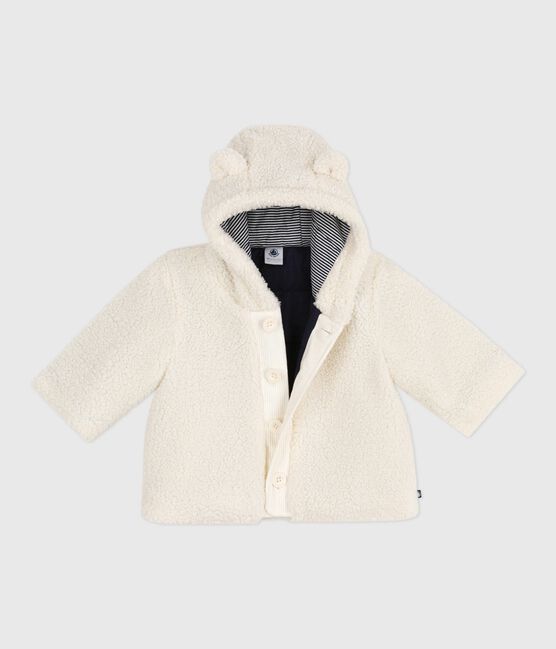 Manteau à capuche bébé ouatiné en sherpa écru MILK