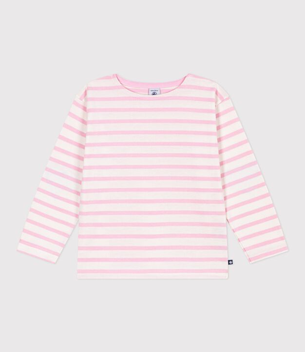 Marini&egrave;re enfant en coton &agrave; rayures rose/rose